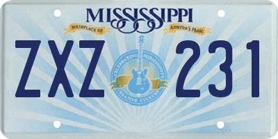 MS license plate ZXZ231