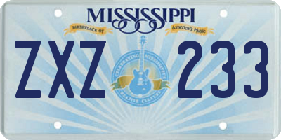 MS license plate ZXZ233