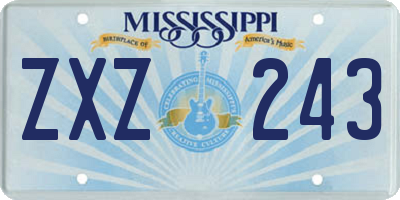 MS license plate ZXZ243