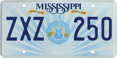 MS license plate ZXZ250