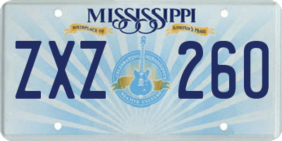 MS license plate ZXZ260