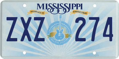 MS license plate ZXZ274