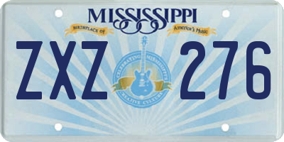 MS license plate ZXZ276