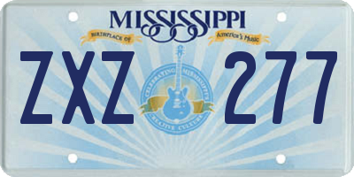 MS license plate ZXZ277