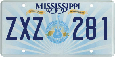 MS license plate ZXZ281