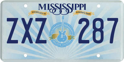 MS license plate ZXZ287