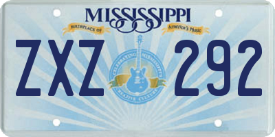 MS license plate ZXZ292