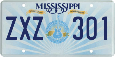 MS license plate ZXZ301