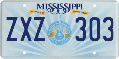 MS license plate ZXZ303
