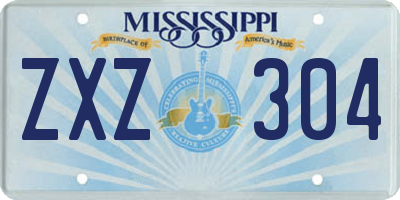 MS license plate ZXZ304