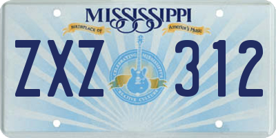MS license plate ZXZ312