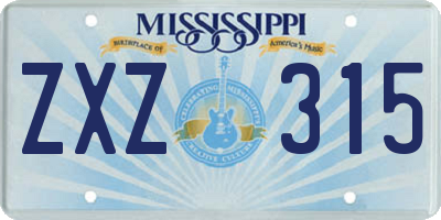 MS license plate ZXZ315