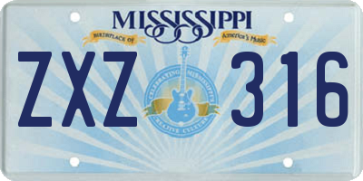 MS license plate ZXZ316