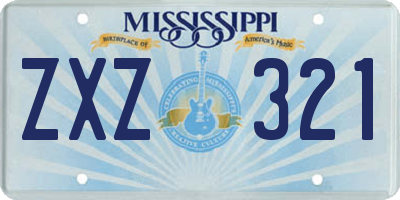 MS license plate ZXZ321