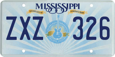 MS license plate ZXZ326