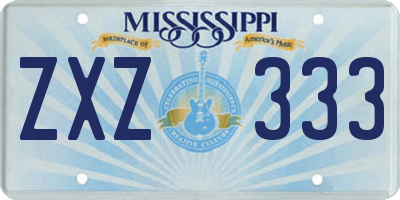 MS license plate ZXZ333