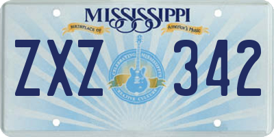 MS license plate ZXZ342