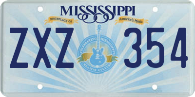 MS license plate ZXZ354