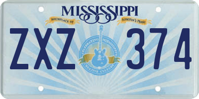 MS license plate ZXZ374