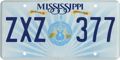 MS license plate ZXZ377