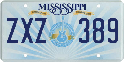 MS license plate ZXZ389