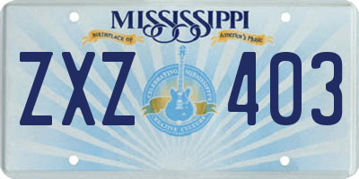 MS license plate ZXZ403
