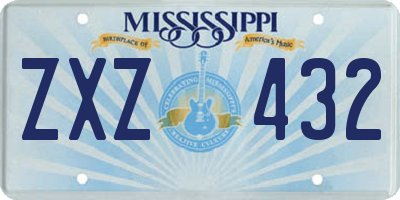 MS license plate ZXZ432
