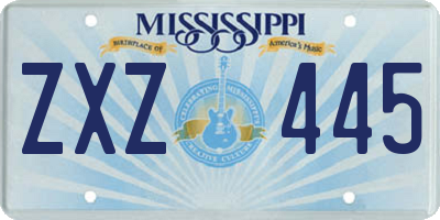 MS license plate ZXZ445
