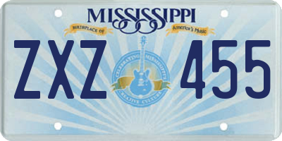MS license plate ZXZ455