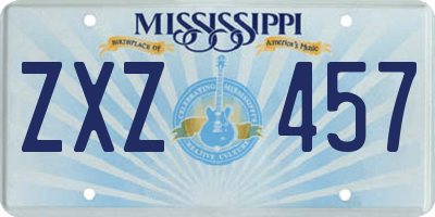 MS license plate ZXZ457