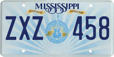 MS license plate ZXZ458