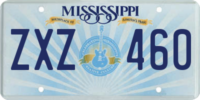 MS license plate ZXZ460