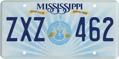 MS license plate ZXZ462