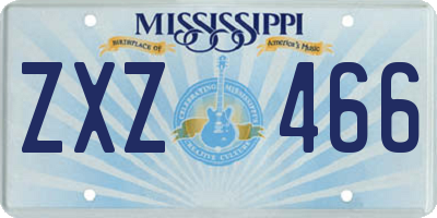 MS license plate ZXZ466