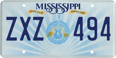 MS license plate ZXZ494