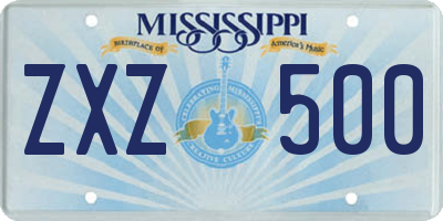 MS license plate ZXZ500
