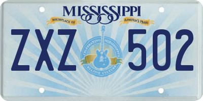MS license plate ZXZ502