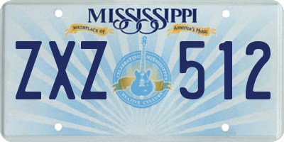 MS license plate ZXZ512