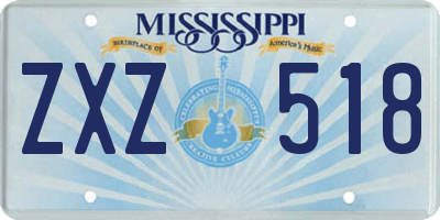 MS license plate ZXZ518