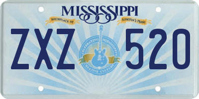 MS license plate ZXZ520