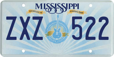 MS license plate ZXZ522