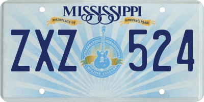 MS license plate ZXZ524