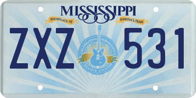 MS license plate ZXZ531