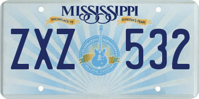 MS license plate ZXZ532