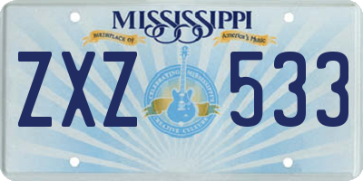 MS license plate ZXZ533