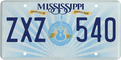 MS license plate ZXZ540