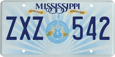 MS license plate ZXZ542