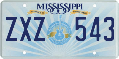MS license plate ZXZ543