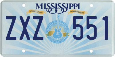 MS license plate ZXZ551