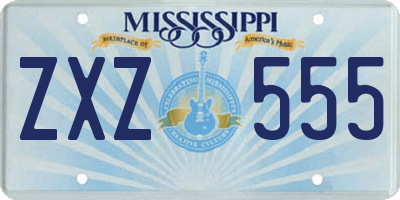 MS license plate ZXZ555